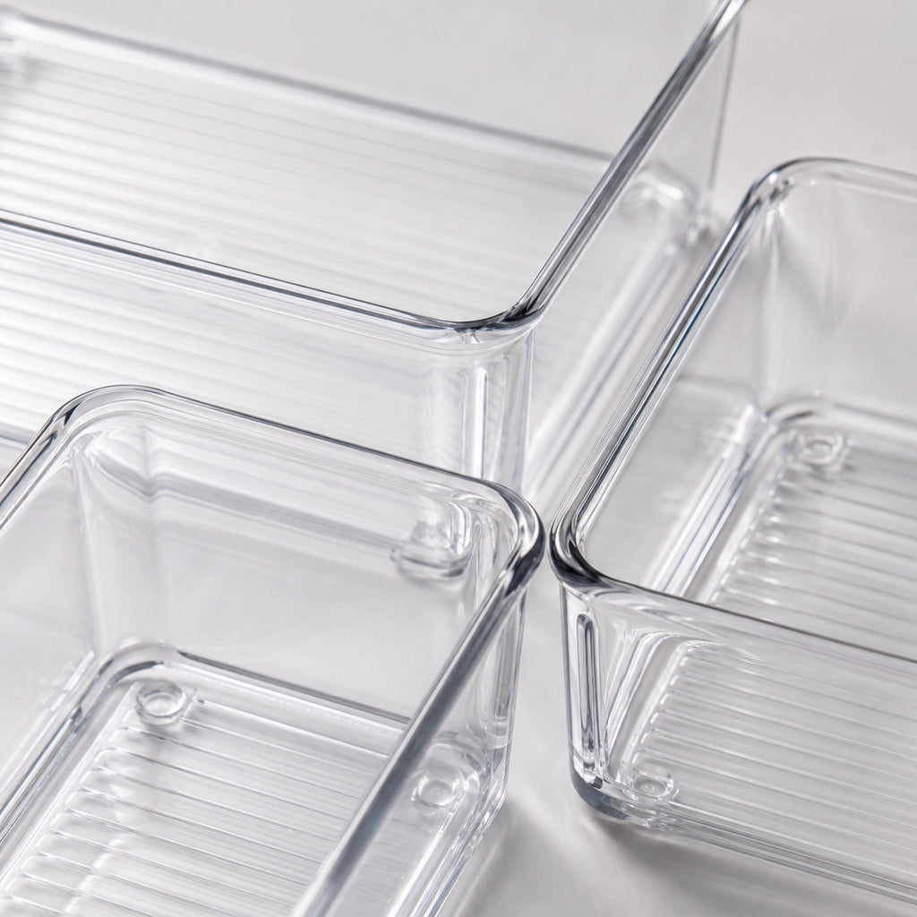 6-Piece Clear Plastic Drawer Organiser Tray Set, Assorted Sizes