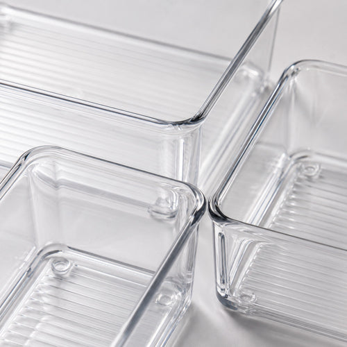 6-Piece Clear Plastic Drawer Organiser Tray Set, Assorted Sizes