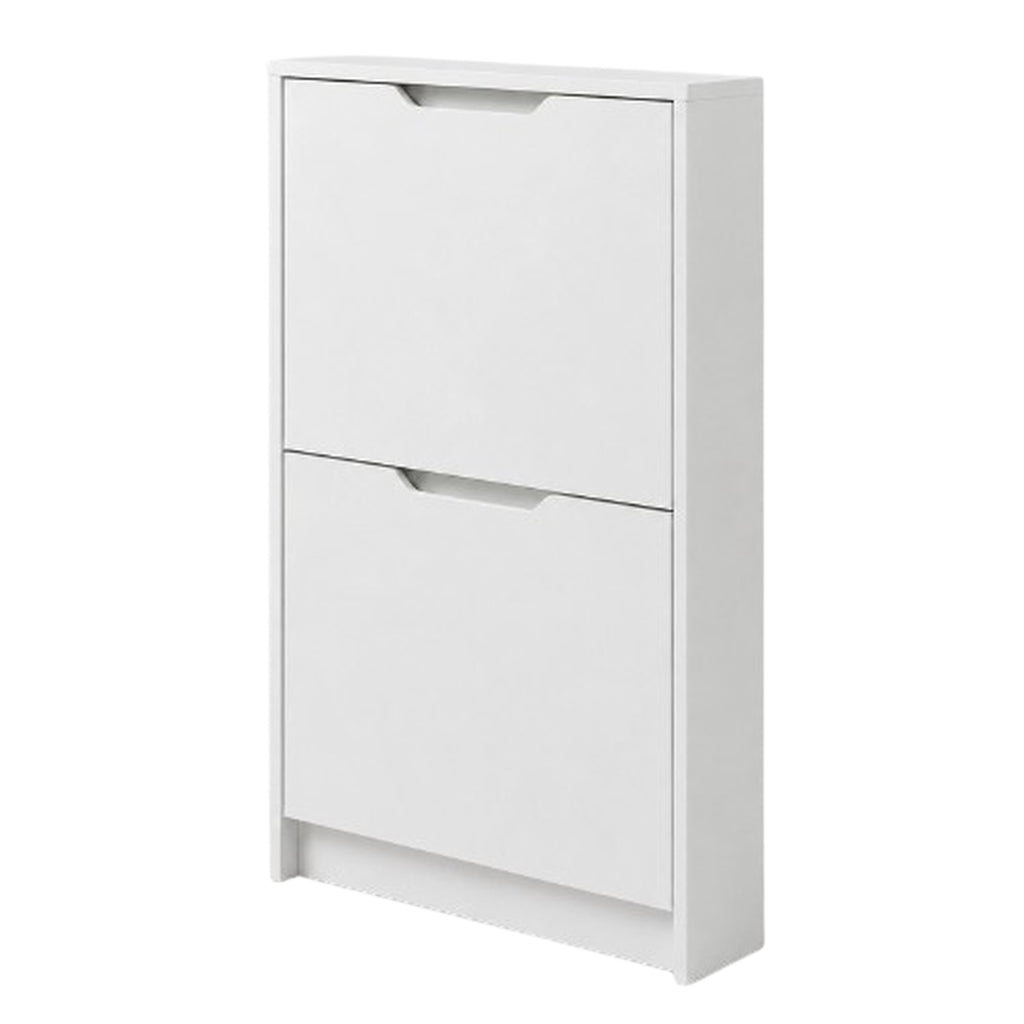 Slim 2-Door Tilt-Out Shoe Cabinet, Matte White, 23.6 x 7.1 x 39.4 in