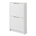 Slim 2-Door Tilt-Out Shoe Cabinet, Matte White, 23.6 x 7.1 x 39.4 in