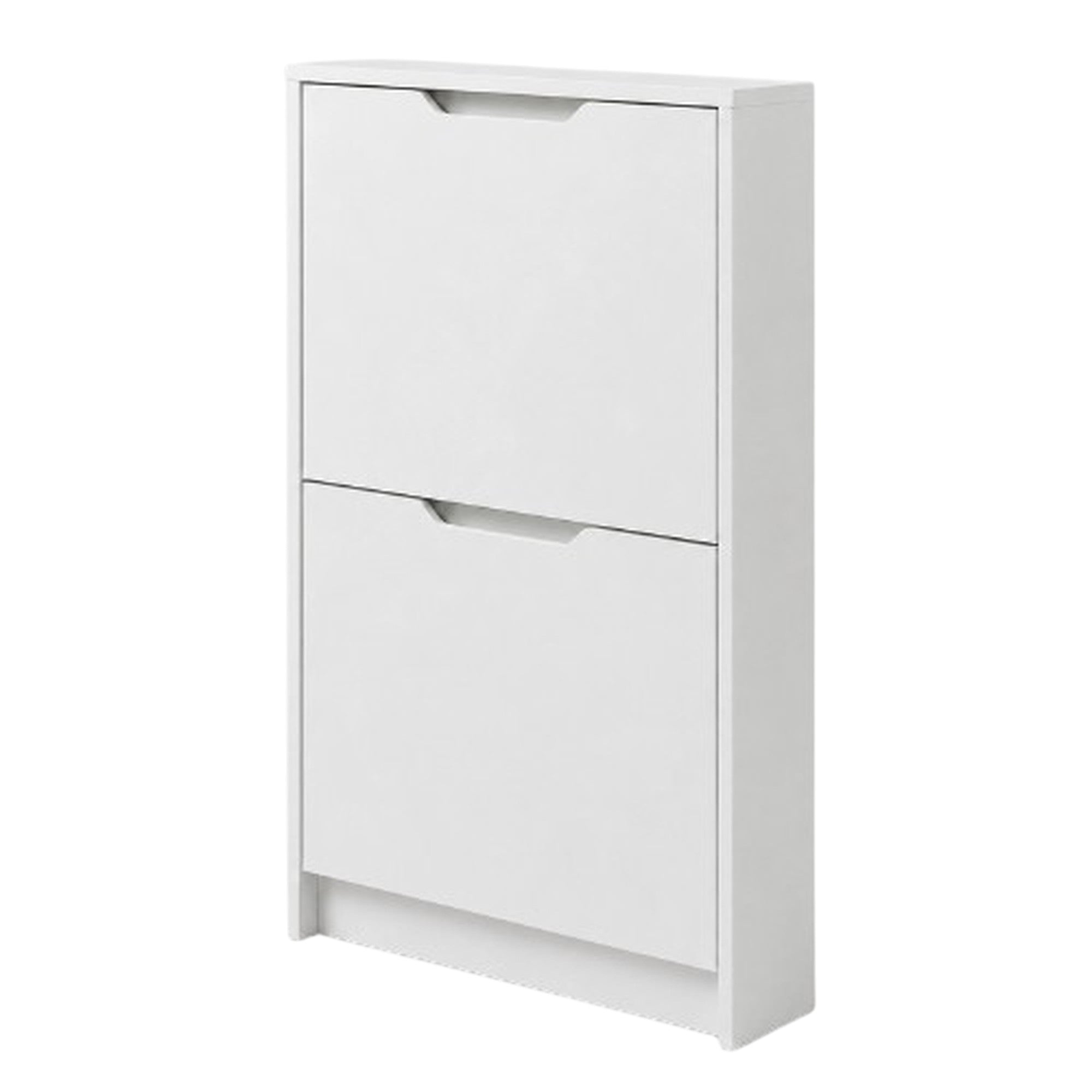 Slim 2-Door Tilt-Out Shoe Cabinet, Matte White, 23.6 x 7.1 x 39.4 in