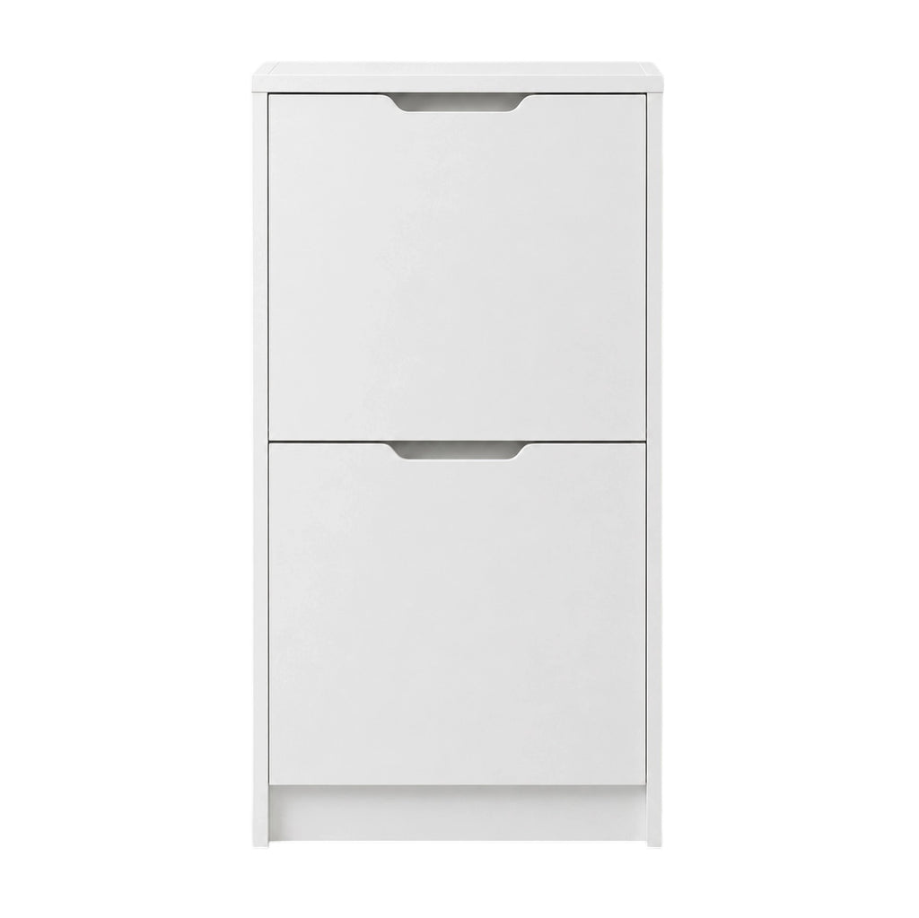 Slim 2-Door Tilt-Out Shoe Cabinet, Matte White, 23.6 x 7.1 x 39.4 in