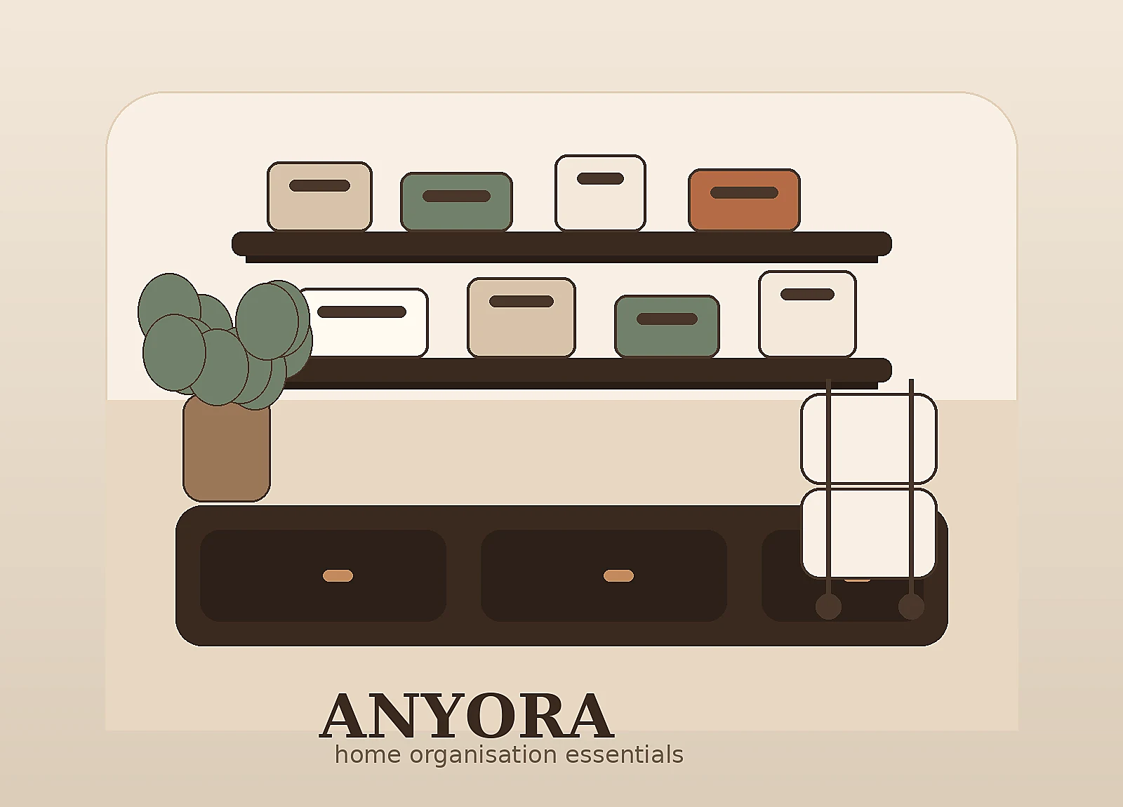 Warm premium home storage scene for Anyora